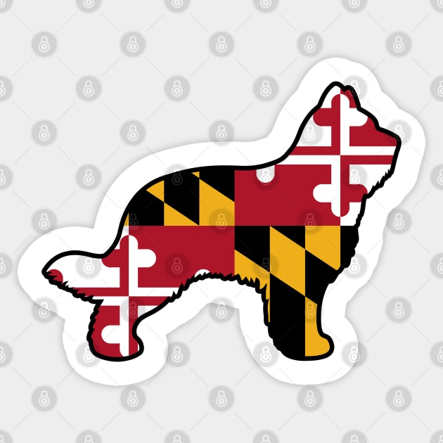 Briard Dog Silhouette with Maryland Flag Sticker by Coffee Squirrel